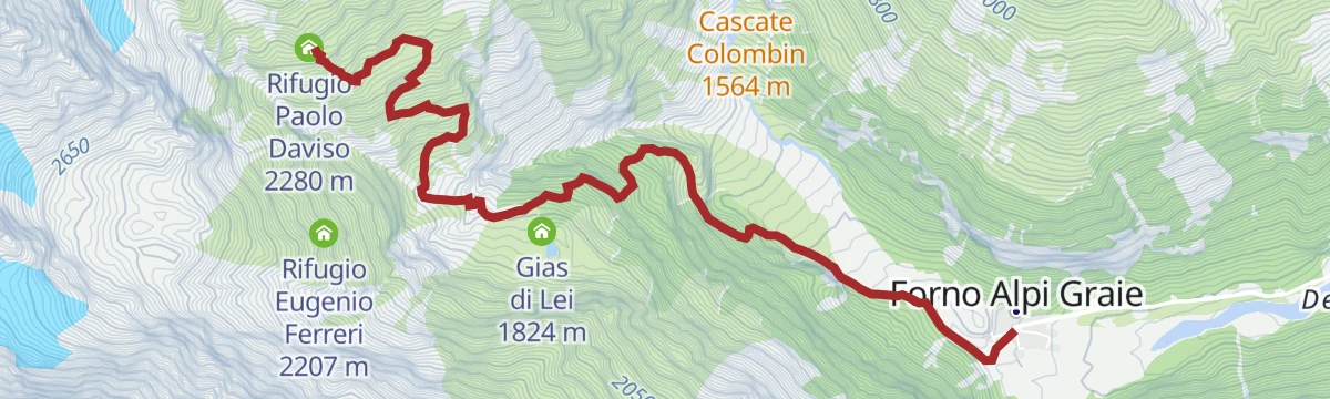 Route map: Alta Via delle Valli di Lanzo: Tappa 1 Frazione Forno Alpi Graie